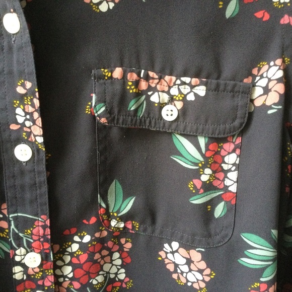LOFT Silky Floral Button Up Blouse - Picture 3 of 6